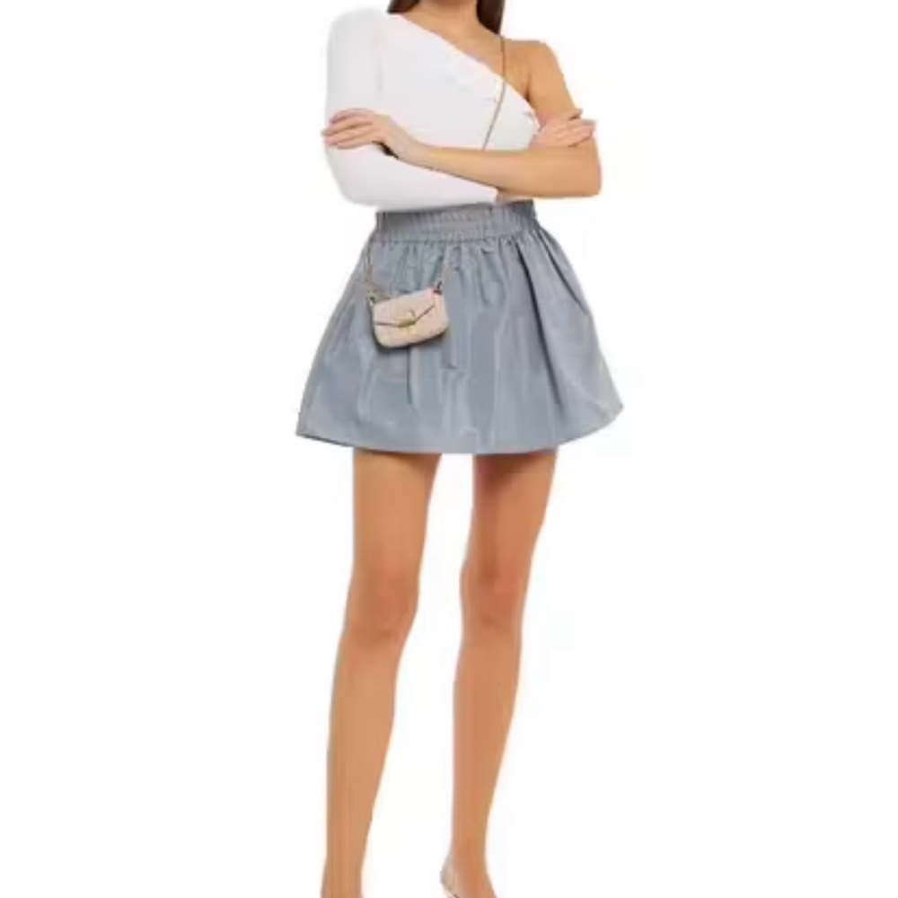 NEW! RED VALENTINO GATHERED FAILLE MINI SKIRT BLUE